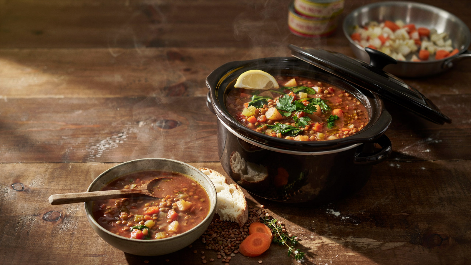 Crockpot Lentil Stew — Hearty, Cheap Easy Crockpot Meal (Vegetarian Slow Cooker Recipe)
