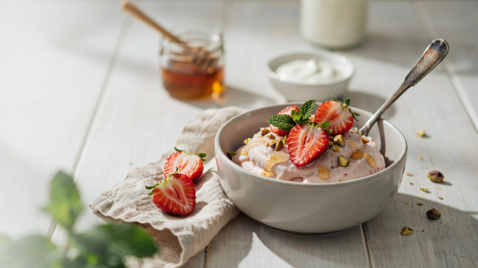Homemade Strawberry Frozen Yogurt Recipe — Creamy, Healthy Frozen Yogurt | title and content saperete