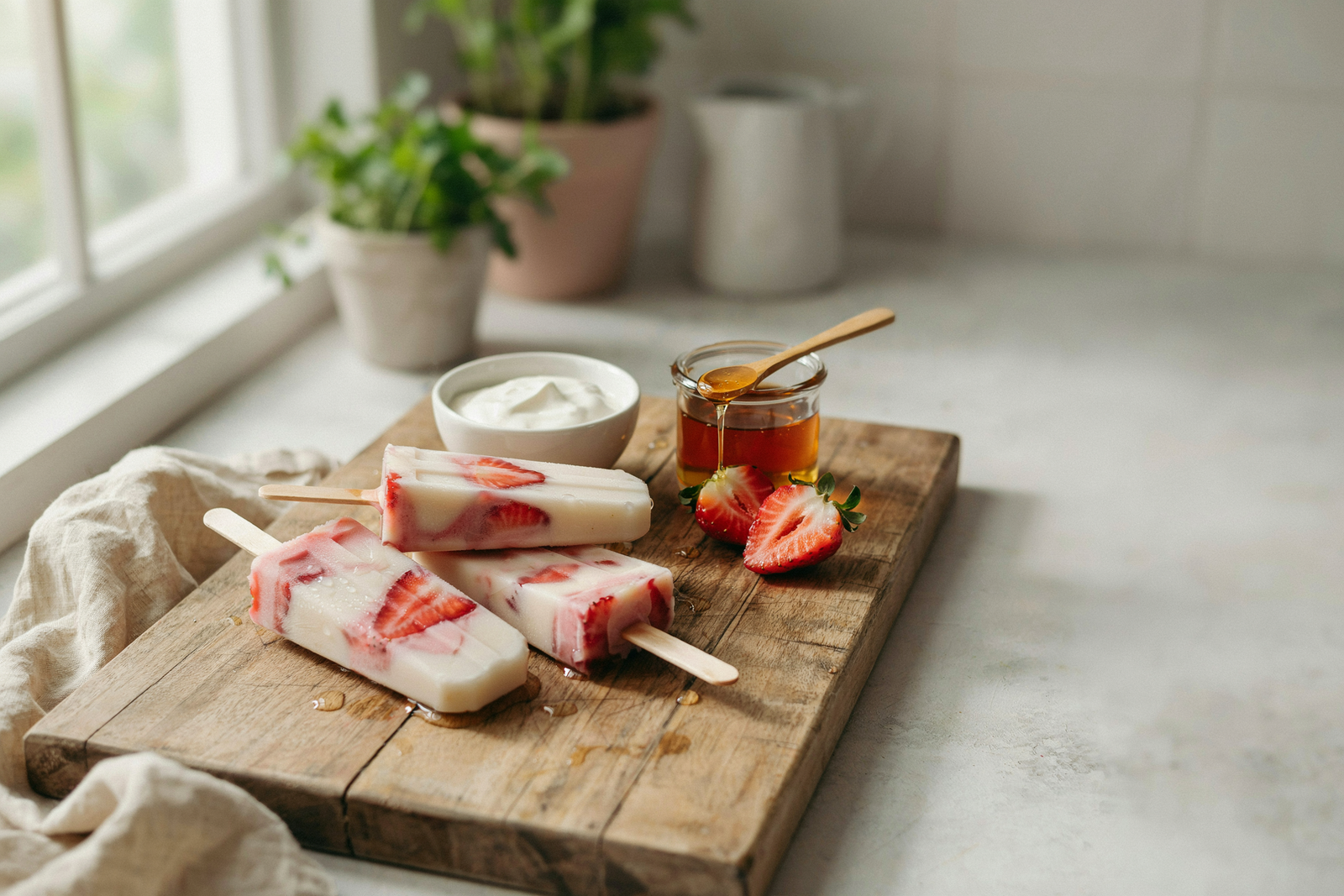 Strawberry Yogurt Popsicles | Easy Healthy Popsicle Recipes for Summer